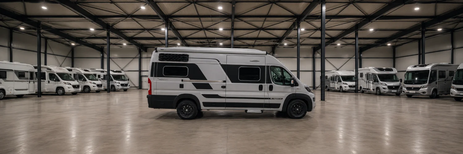 Camper in de stalling tijdens schorsing