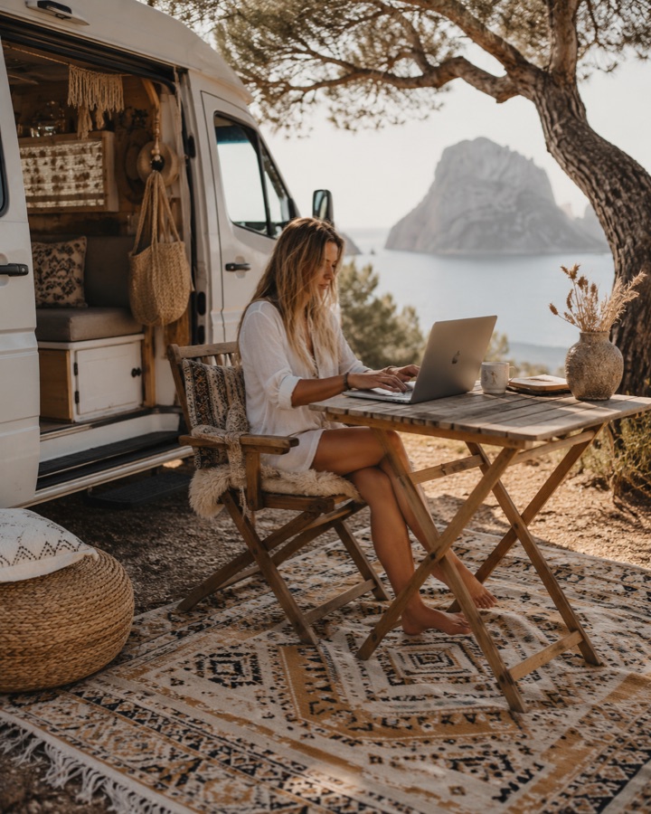 Camper wifi werkplek aan de kust