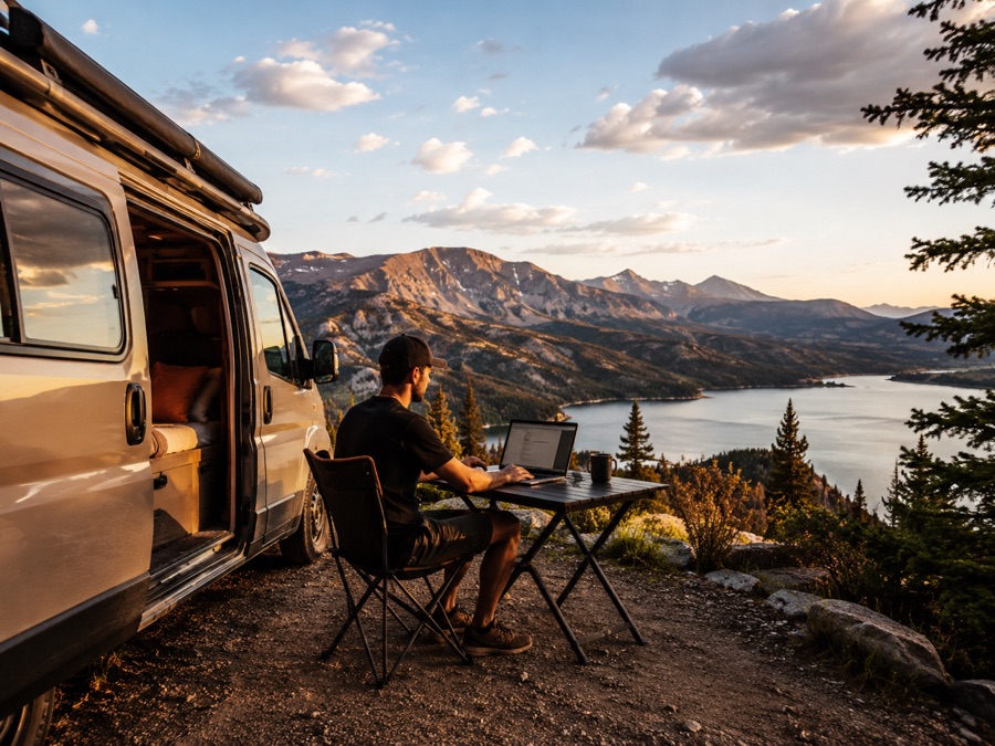 Werken op vakantie met Tiekom data sim in de camper